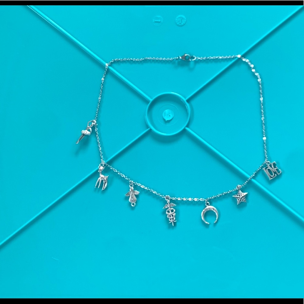 Homemade silver charm unique necklace